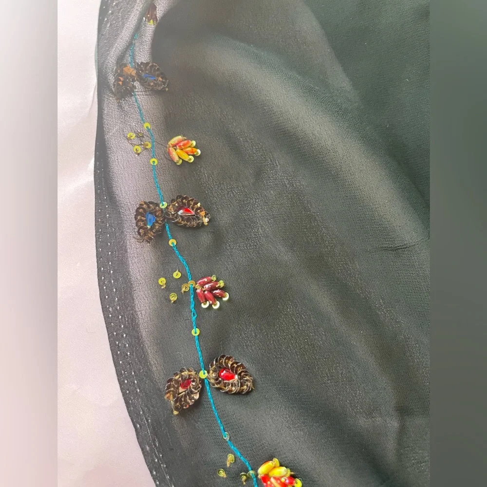 Beautiful delicate black sari designer new lightweight  embroidery elegant new - Picture 4 of 10